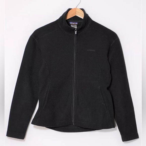 VTG Patagonia Synchilla Jacket Women's Small Black Fleece Full Zip Mock Neck - Picture 1 of 6